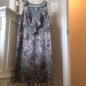 LOFT Watercolor Print Ruffle Dress